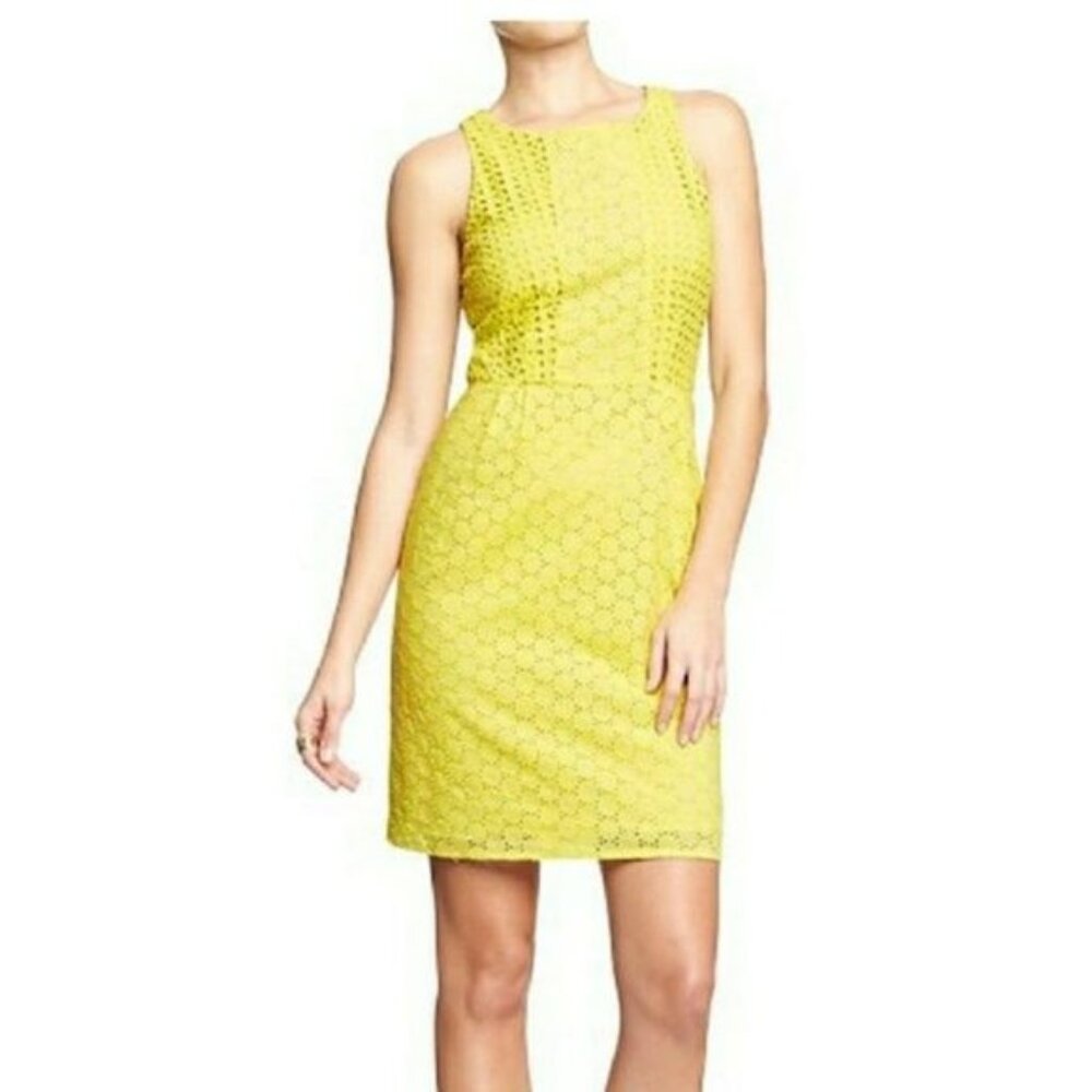 Madewell Eyelet Trail Yellow Sleeveless Mini Dress